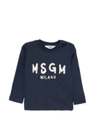 T-shirt per neonato Msgm Kids blu navy con stampa logo sul davanti F6MSUNTH345 MS032 MSGM KIDS 