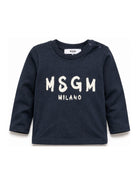 T-shirt per neonato Msgm Kids blu navy con stampa logo sul davanti F6MSUNTH345 MS032 MSGM KIDS 