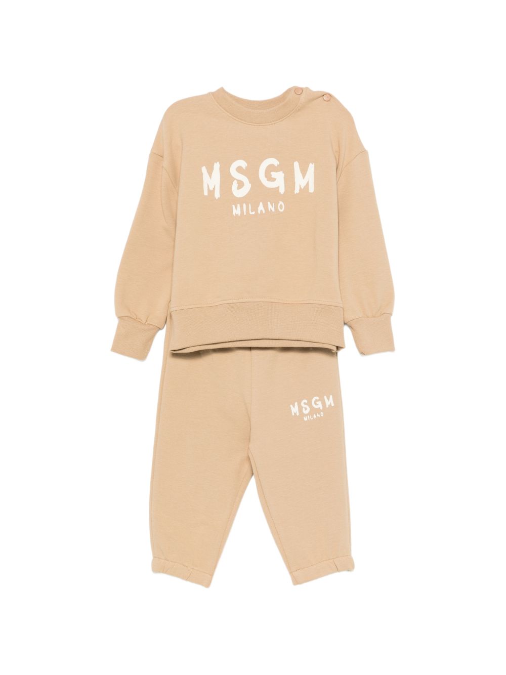 Tuta per neonato Msgm Kids beige con stampa logo sul davanti F6MSUNTP347 MS030 MSGM KIDS 