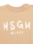 Tuta per neonato Msgm Kids beige con stampa logo sul davanti F6MSUNTP347 MS030 MSGM KIDS 