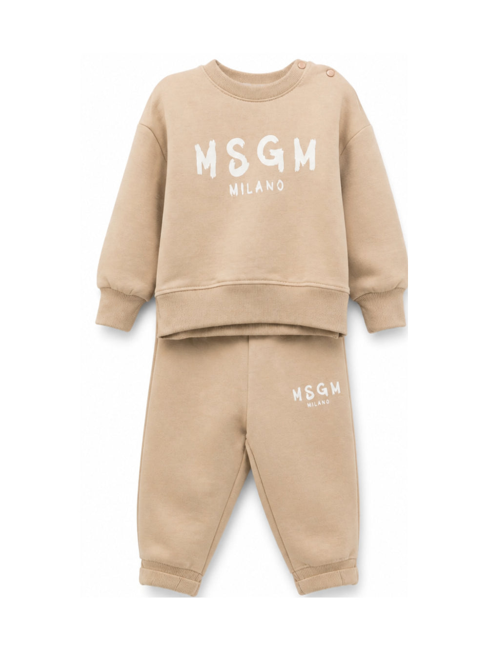 Tuta per neonato Msgm Kids beige con stampa logo sul davanti F6MSUNTP347 MS030 MSGM KIDS 
