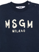 Tuta per neonato Msgm Kids blu navy con stampa logo F6MSUNTP347 MS032 MSGM KIDS 