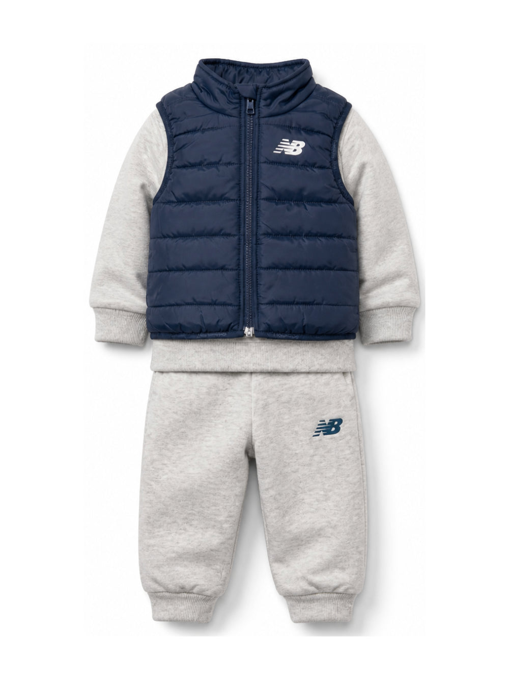 Set tuta e gilet per neonato New Balance Kids grigio e blu con logo IS62D8YZI AHH NEW BALANCE KIDS 