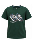 T-shirt per bambino New Balance Kids verde con stampa scarpe sul davanti YT62A1UP NOG NEW BALANCE KIDS 