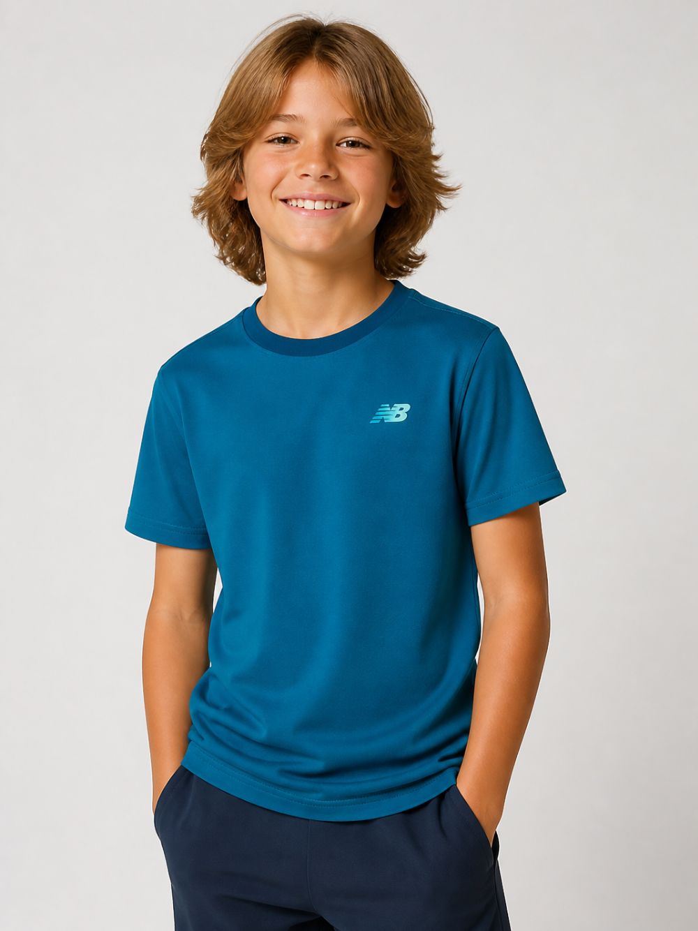 T-shirt per bambino New Balance Kids blu con stampa grafica sul retro YT62O02X STS NEW BALANCE KIDS 