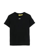 T-shirt per bambino Off White Kids nera con stampa grafica posteriore 44B2B002F26J001 MULTICOLOR OFF WHITE KIDS 