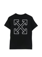 T-shirt per bambino Off White Kids nera con stampa grafica posteriore 44B2B002F26J001 MULTICOLOR OFF WHITE KIDS 
