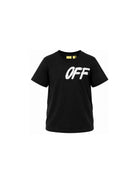 T-shirt per bambino Off-White Kids nera con logo sul petto 44BAA002F26J002 BLACK OFF WHITE KIDS 