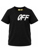 T-shirt per bambino Off-White Kids nera con logo sul petto 44BAA002F26J002 BLACK OFF WHITE KIDS 