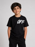 T-shirt per bambino Off-White Kids nera con logo sul petto 44BAA002F26J002 BLACK OFF WHITE KIDS 