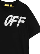 T-shirt per bambino Off-White Kids nera con logo sul petto 44BAA002F26J002 BLACK OFF WHITE KIDS 