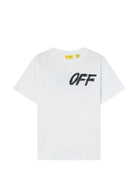 T-shirt per bambino Off White Kids bianca con stampa logo 44BAA002F26J002 WHITE OFF WHITE KIDS 