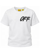 T-shirt per bambino Off White Kids bianca con stampa logo 44BAA002F26J002 WHITE OFF WHITE KIDS 