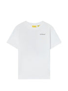 T-shirt per bambino Off White Kids bianca con logo sul petto 44BAA002F26J004 WHITE OFF WHITE KIDS 