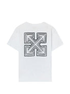 T-shirt per bambino Off White Kids bianca con logo sul petto 44BAA002F26J004 WHITE OFF WHITE KIDS 