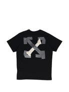 T-shirt per bambino Off White Kids nera con motivo a freccia sul retro 44BAA002F26J005 BLACK OFF WHITE KIDS 