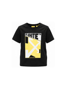 T-shirt per bambino Off-White Kids nera con logo sul davanti 44BAA002F26J006 BLACK OFF WHITE KIDS 