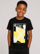 T-shirt per bambino Off-White Kids nera con logo sul davanti 44BAA002F26J006 BLACK OFF WHITE KIDS 
