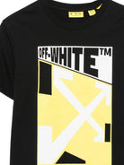 T-shirt per bambino Off-White Kids nera con logo sul davanti 44BAA002F26J006 BLACK OFF WHITE KIDS 