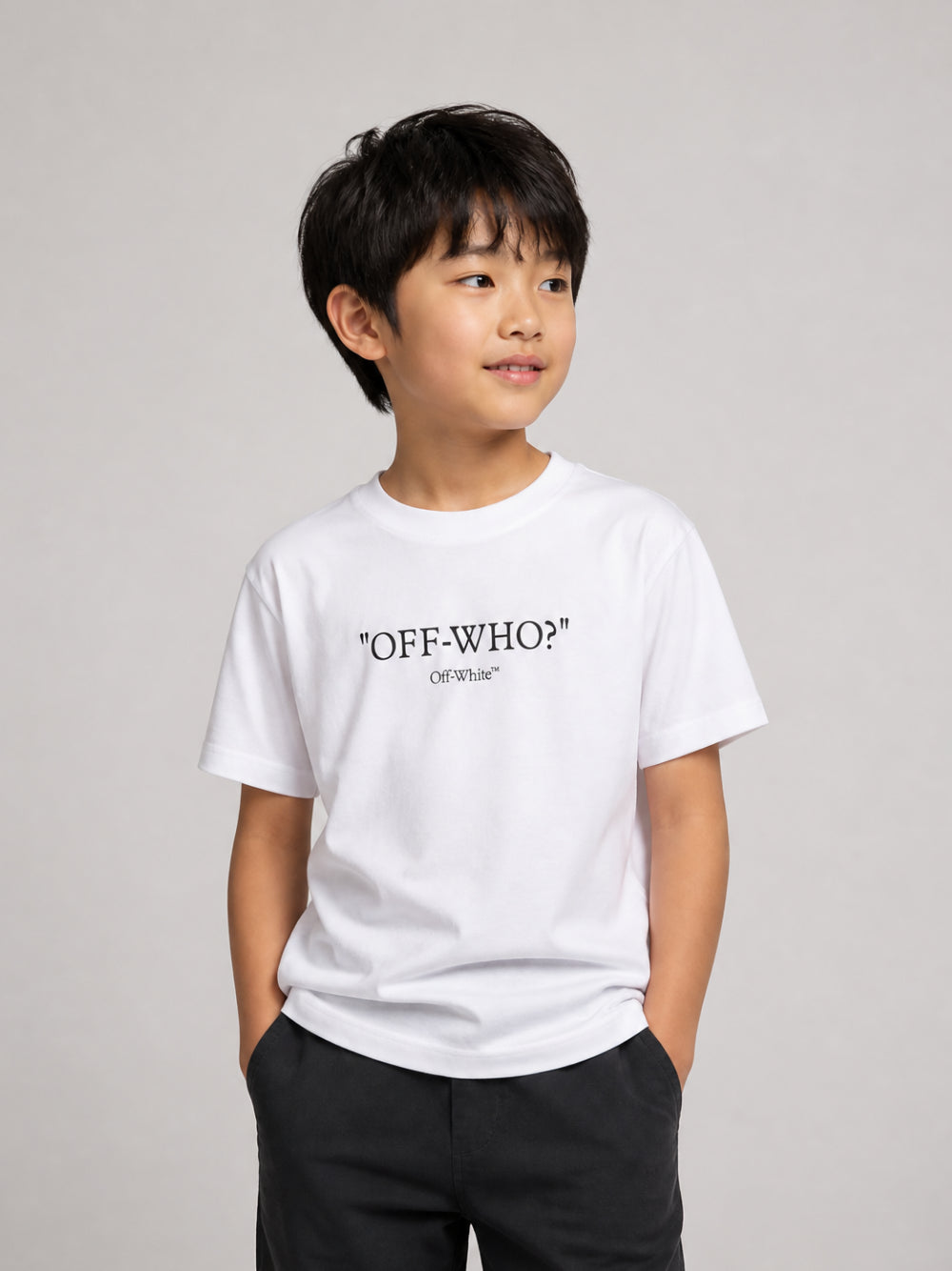 T-shirt per bambino Off-White Kids bianca con logo sul davanti 44BAA002F26J007 WHITE OFF WHITE KIDS 