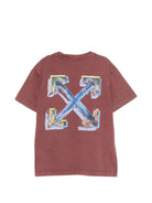 T-shirt per bambini Off-White Kids rosso con stampa anteriore frecce 44BAA002F26J00B RED OFF WHITE KIDS 