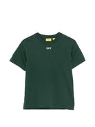 T-shirt per bambino Off White Kids verde con stampa grafica sul retro 44BAA002F26J00G PINE OFF WHITE KIDS 