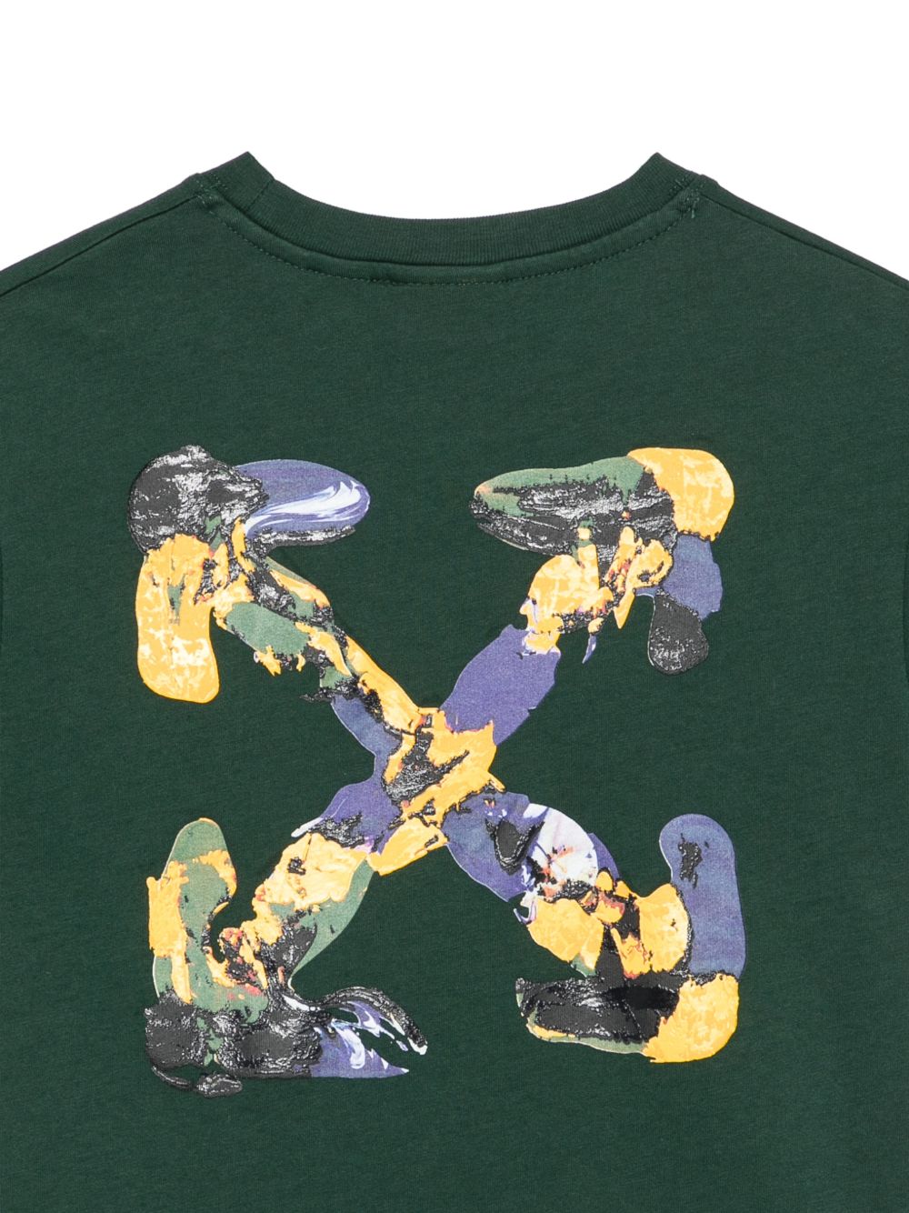 T-shirt per bambino Off White Kids verde con stampa grafica sul retro 44BAA002F26J00G PINE OFF WHITE KIDS 