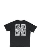 T-shirt per bambino Off White Kids nera con vestibilità oversize 44BAA019F26J004 BLACK OFF WHITE KIDS 