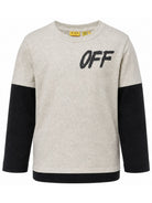 T-shirt per bambino Off-White Kids grigia con logo stampato sul davanti 44BAB005F26J001 GREY MELANGE OFF WHITE KIDS 