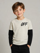 T-shirt per bambino Off-White Kids grigia con logo stampato sul davanti 44BAB005F26J001 GREY MELANGE OFF WHITE KIDS 