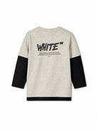 T-shirt per bambino Off-White Kids grigia con logo stampato sul davanti 44BAB005F26J001 GREY MELANGE OFF WHITE KIDS 