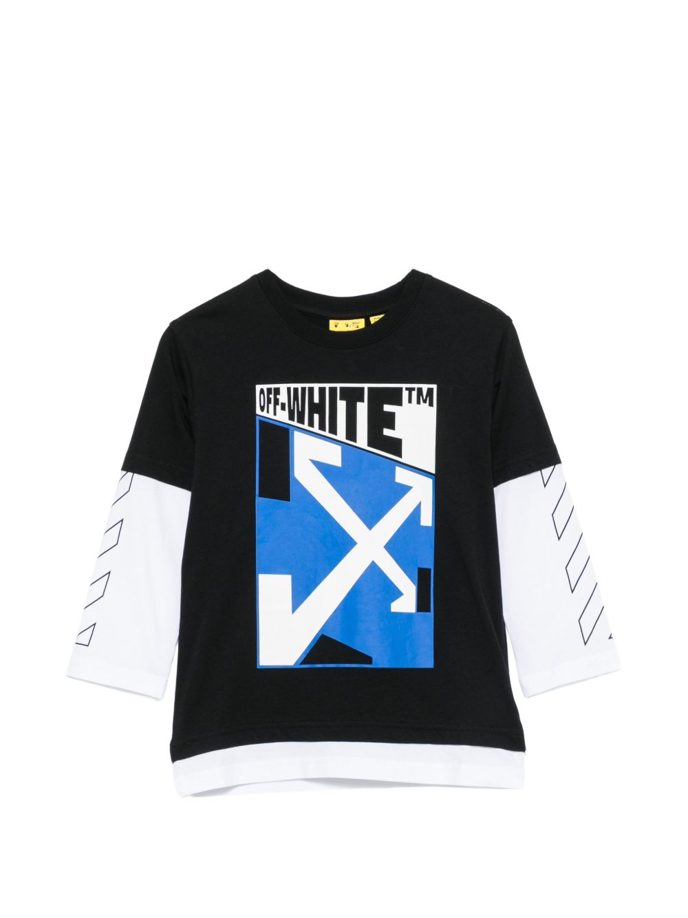 T-shirt per bambino Off White Kids nera con maniche a contrasto 44BAB005F26J002 BLACK OFF WHITE KIDS 