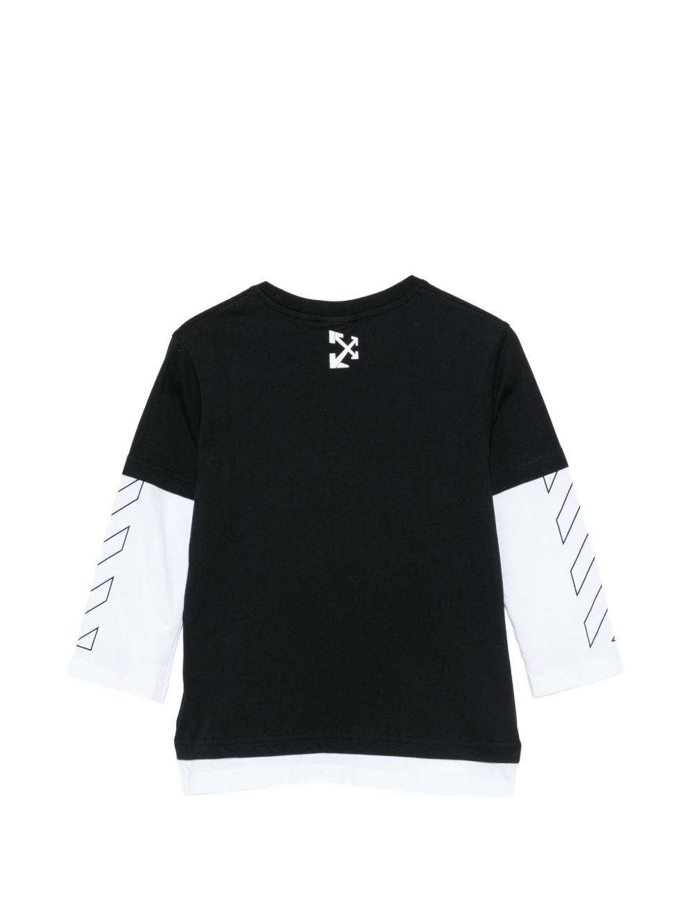 T-shirt per bambino Off White Kids nera con maniche a contrasto 44BAB005F26J002 BLACK OFF WHITE KIDS 