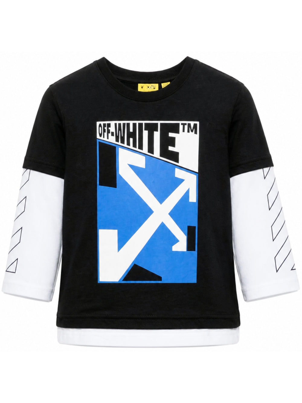 T-shirt per bambino Off White Kids nera con maniche a contrasto 44BAB005F26J002 BLACK OFF WHITE KIDS 