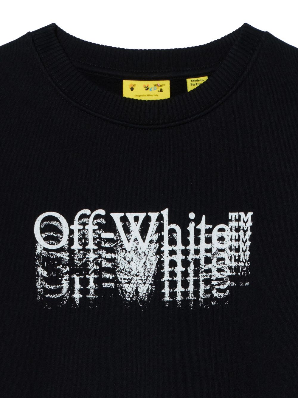 Felpa per bambino Off-White Kids nera con logo sul davanti 44BBA001F26F001 BLACK OFF WHITE KIDS 