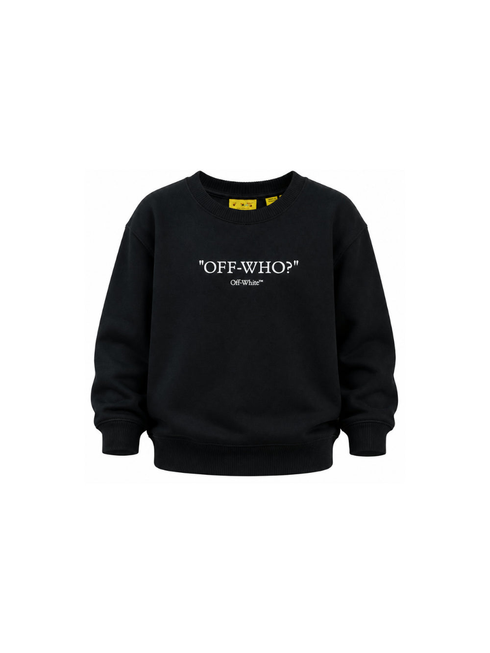 Felpa per bambino Off-White Kids nera con stampa grafica "Off-Who?" 44BBA001F26F003 BLACK OFF WHITE KIDS 