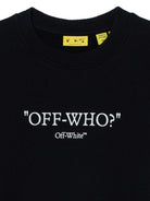Felpa per bambino Off-White Kids nera con stampa grafica "Off-Who?" 44BBA001F26F003 BLACK OFF WHITE KIDS 