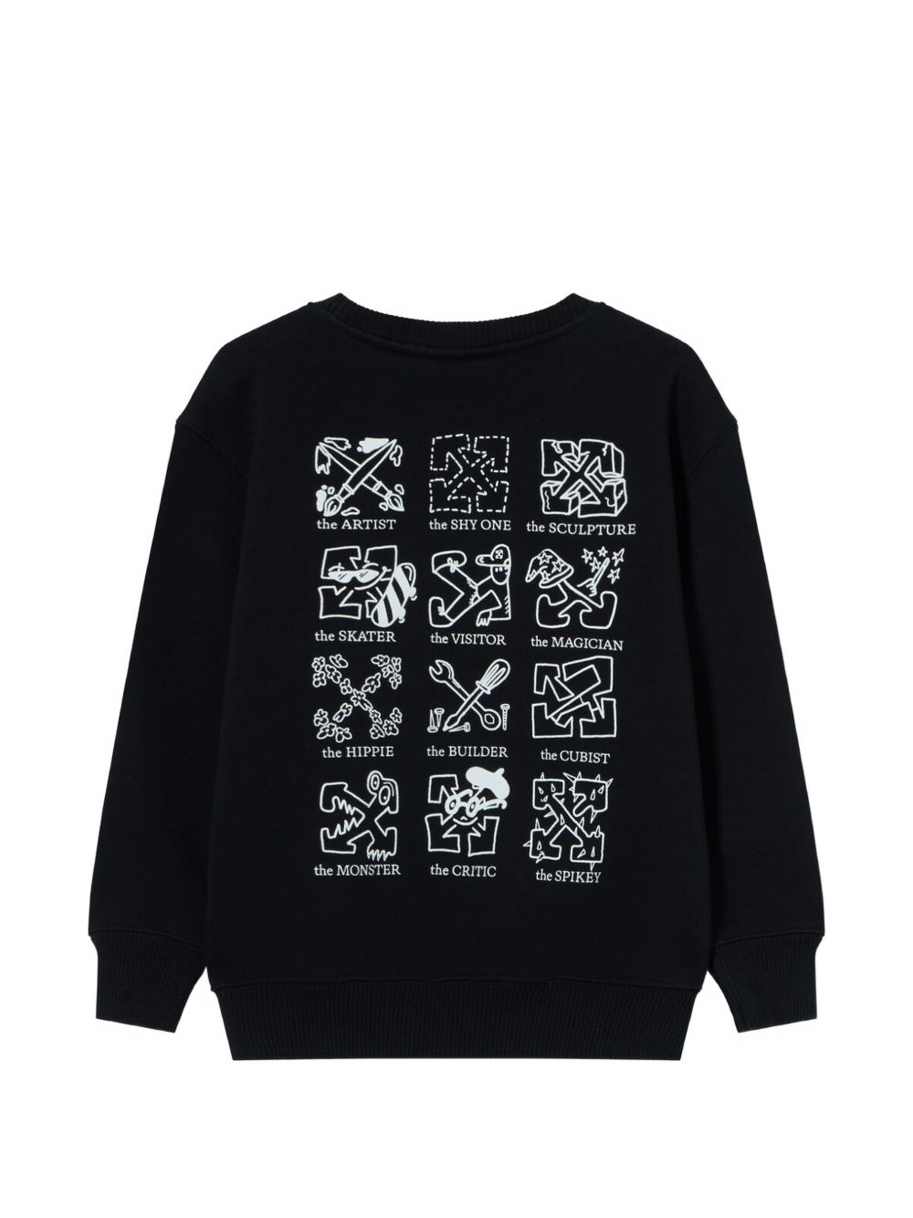 Felpa per bambino Off-White Kids nera con stampa grafica "Off-Who?" 44BBA001F26F003 BLACK OFF WHITE KIDS 