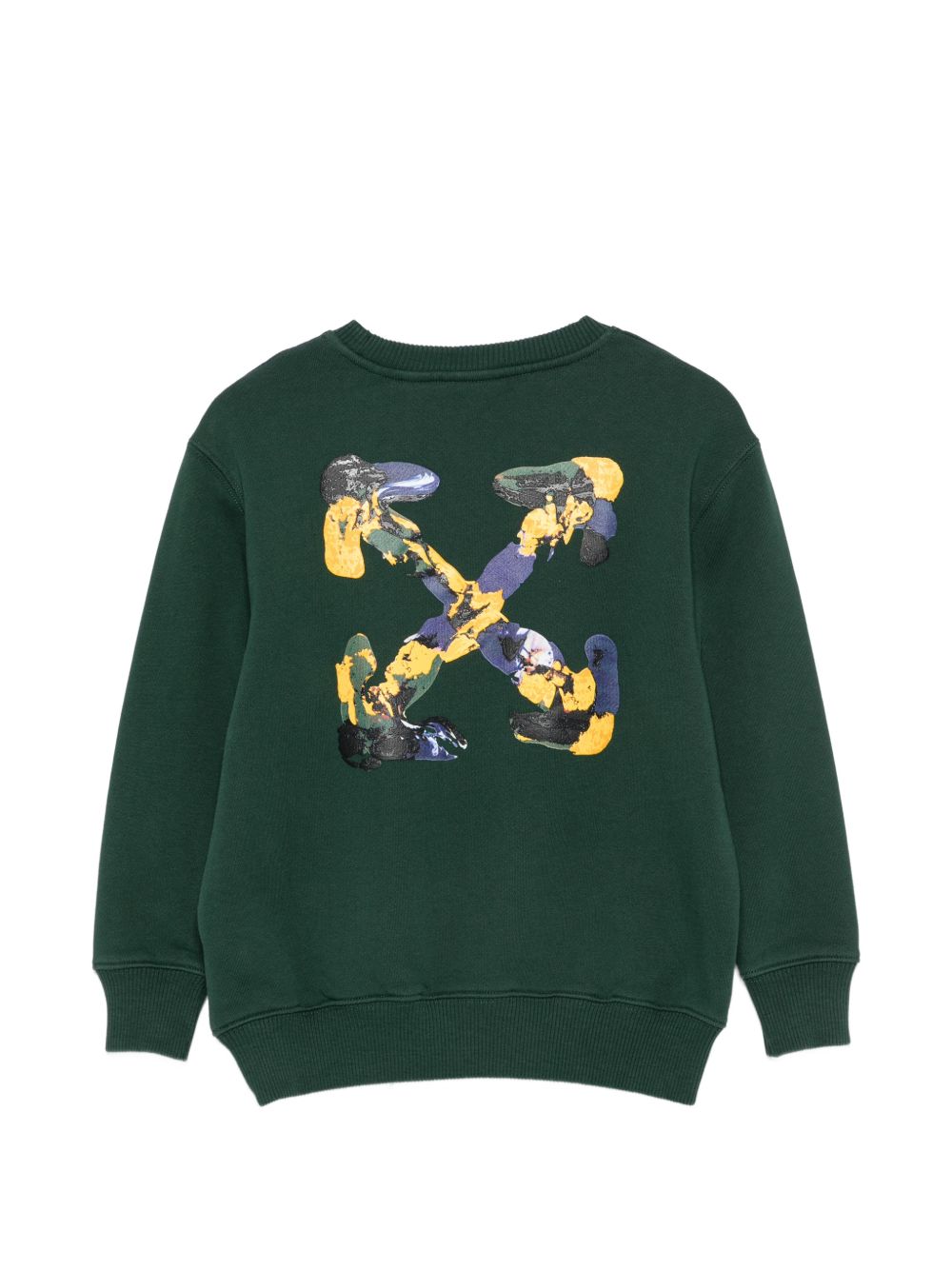 Felpa per bambino Off White Kids verde con stampa grafica sul retro 44BBA001F26F007 PINE OFF WHITE KIDS 