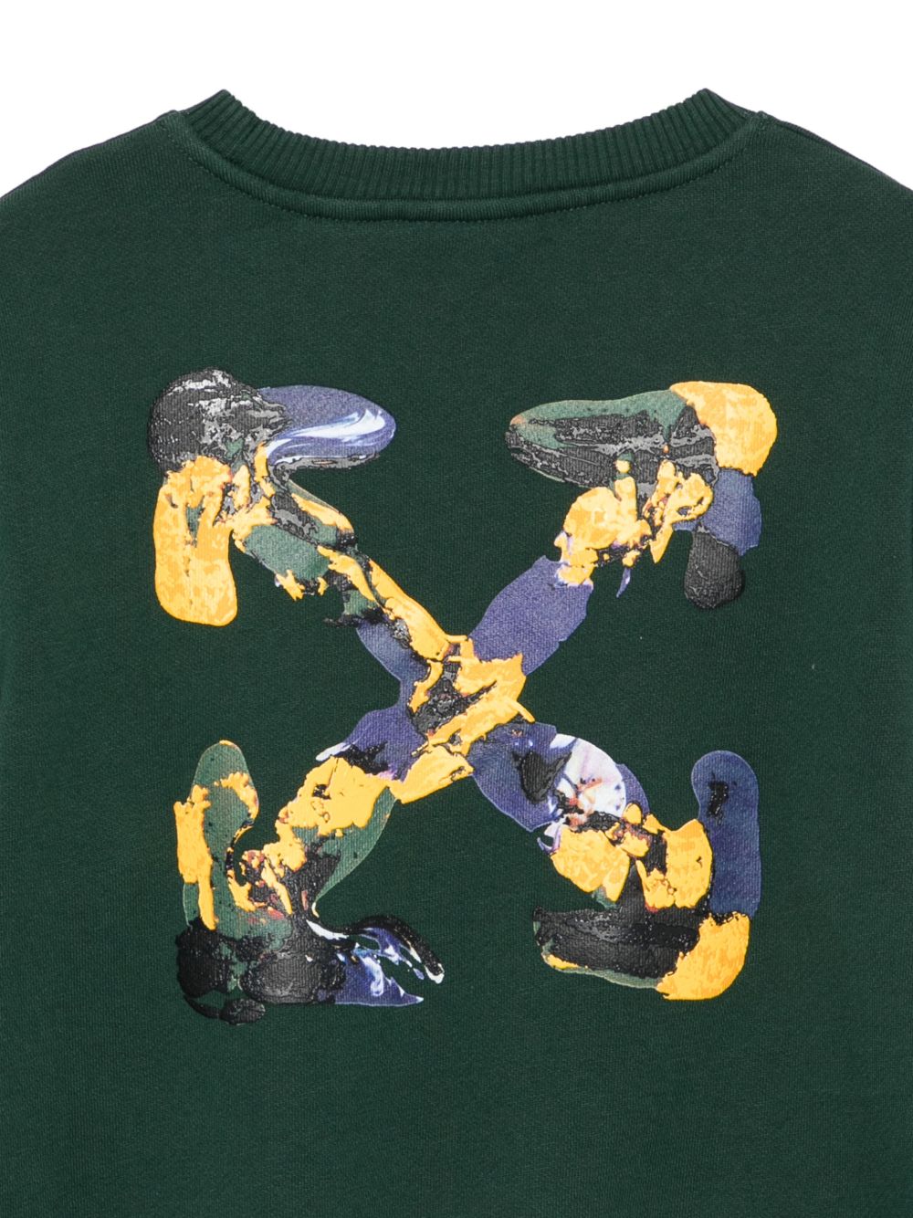 Felpa per bambino Off White Kids verde con stampa grafica sul retro 44BBA001F26F007 PINE OFF WHITE KIDS 