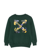 Felpa per bambino Off White Kids verde con stampa grafica sul retro 44BBA001F26F007 PINE OFF WHITE KIDS 