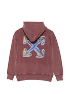 Felpa per bambino Off White Kids rossa con stampa grafica 44BBB001F26F007 RED OFF WHITE KIDS 