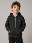 Felpa per bambino Off White Kids nera con chiusura frontale con zip 44BBE001F26F004 BLACK OFF WHITE KIDS 