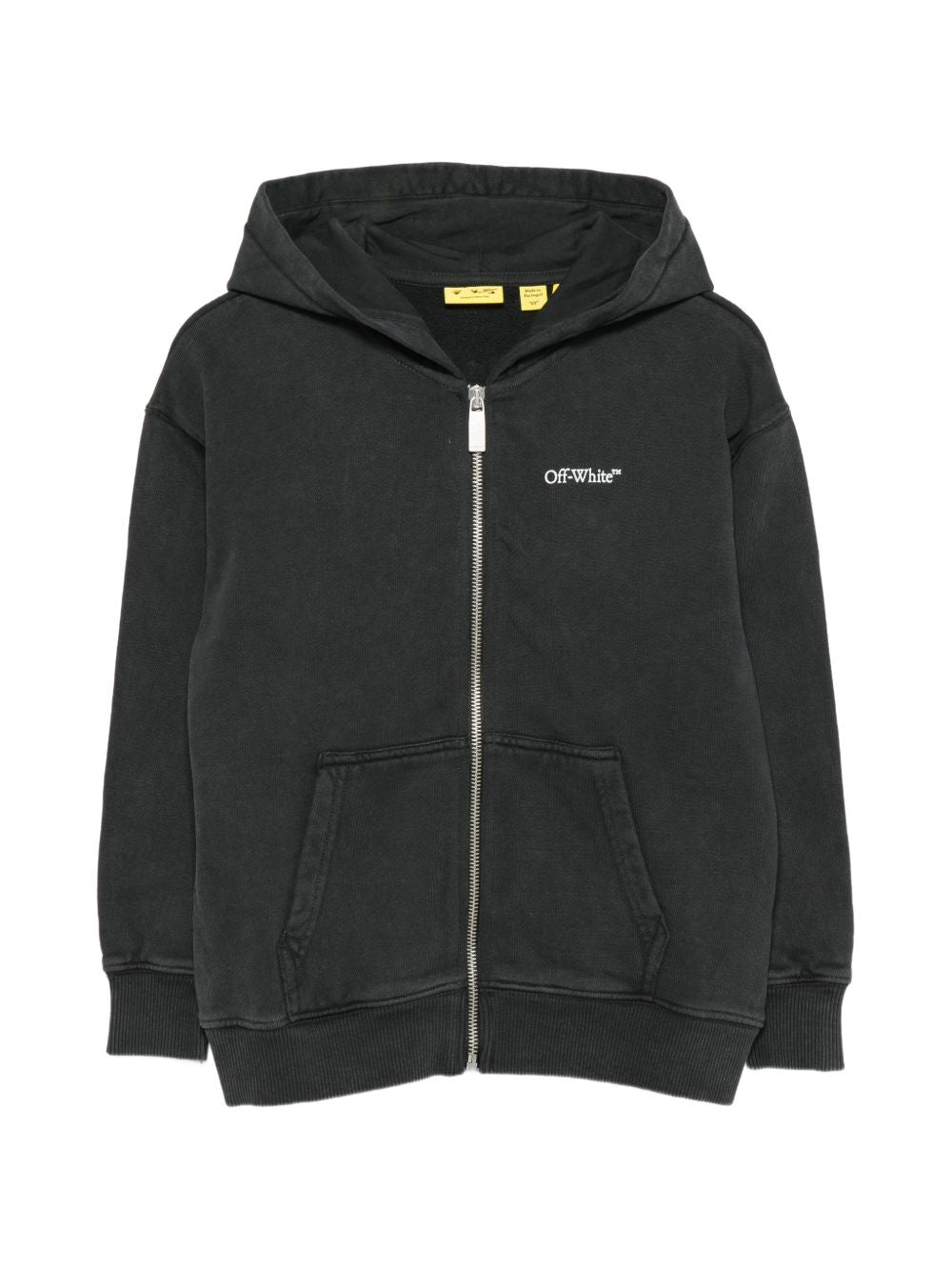 Felpa per bambino Off White Kids nera con chiusura frontale con zip 44BBE001F26F004 BLACK OFF WHITE KIDS 