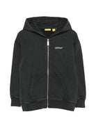 Felpa per bambino Off White Kids nera con chiusura frontale con zip 44BBE001F26F004 BLACK OFF WHITE KIDS 