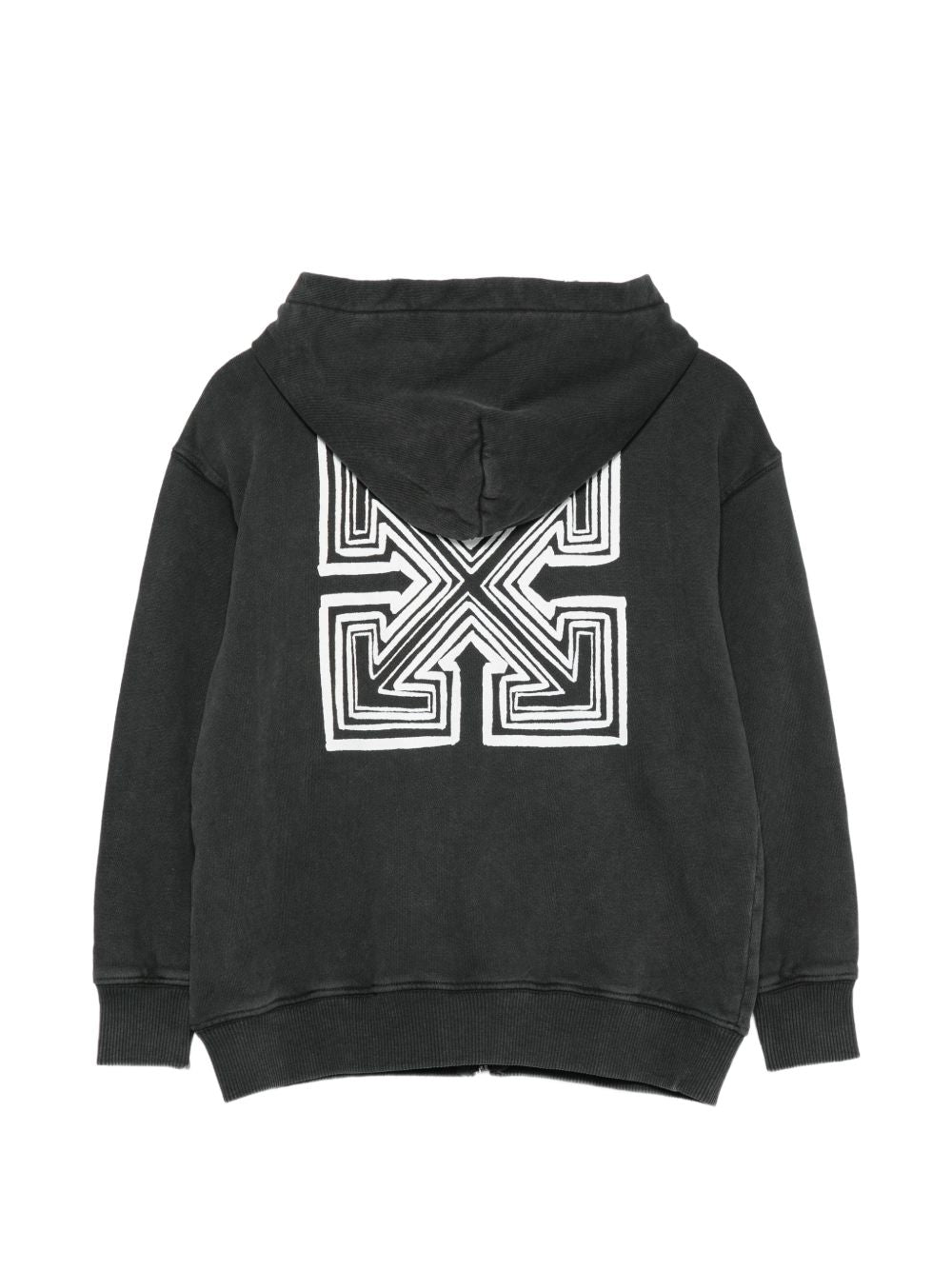 Felpa per bambino Off White Kids nera con chiusura frontale con zip 44BBE001F26F004 BLACK OFF WHITE KIDS 