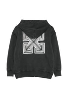 Felpa per bambino Off White Kids nera con chiusura frontale con zip 44BBE001F26F004 BLACK OFF WHITE KIDS 