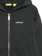 Felpa per bambino Off White Kids nera con chiusura frontale con zip 44BBE001F26F004 BLACK OFF WHITE KIDS 