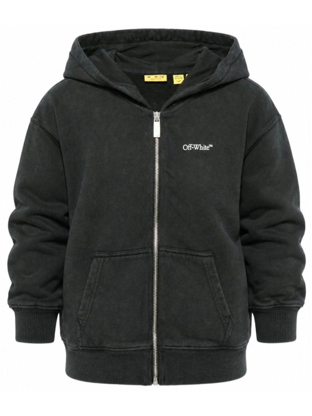 Felpa per bambino Off White Kids nera con chiusura frontale con zip 44BBE001F26F004 BLACK OFF WHITE KIDS 