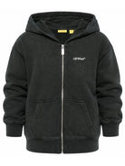 Felpa per bambino Off White Kids nera con chiusura frontale con zip 44BBE001F26F004 BLACK OFF WHITE KIDS 